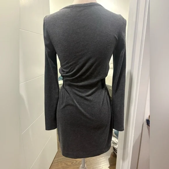 RARE Barami Sz S  Y2K gray, long-sleeve, zip-front dress with contrast Sides. - Picture 8 of 10